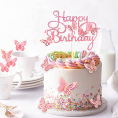 MILIYUKI 3D butterfly cupcake toppers pink perfect for cupcakes.