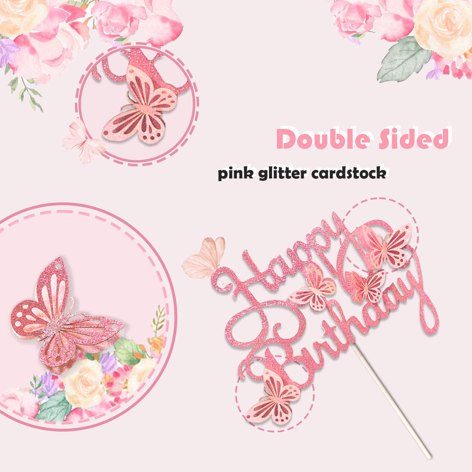 MILIYUKI glitter butterfly topper detail adds sparkle to treats.