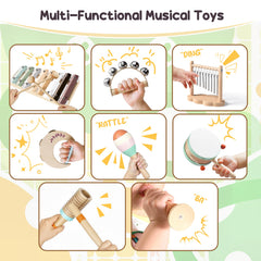 Miljgte wooden percussion instruments showing varied sounds and textures.
