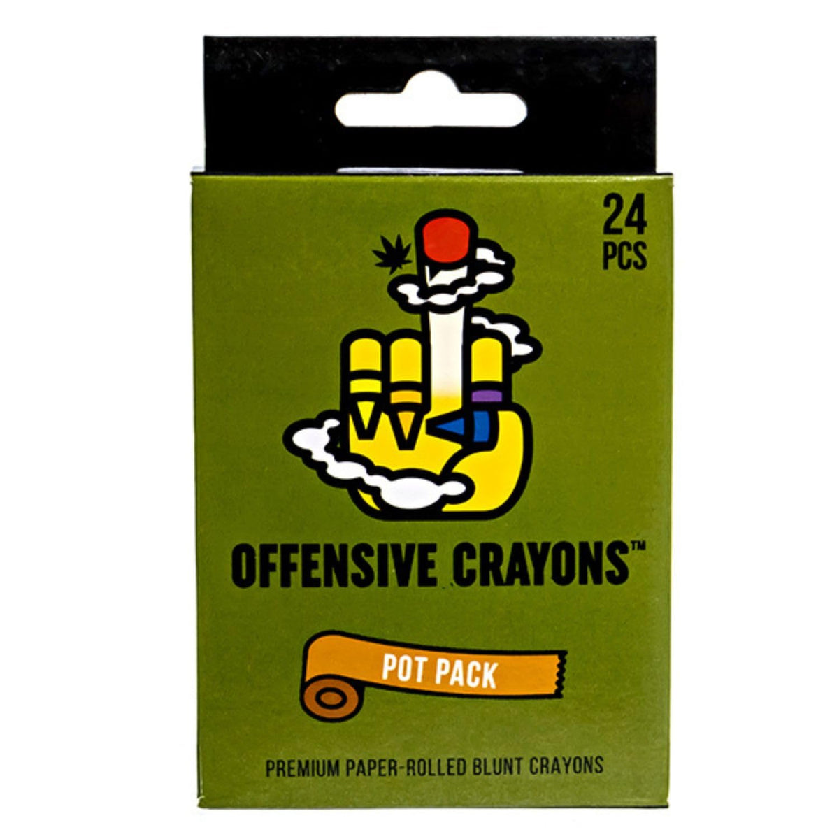 MilkToast Offensive Crayons Pot Pack 24-count, bold colors for playful coloring sessions.