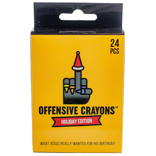 MilkToast Brands Offensive Crayons Holiday Edition with bright colors for playful coloring.