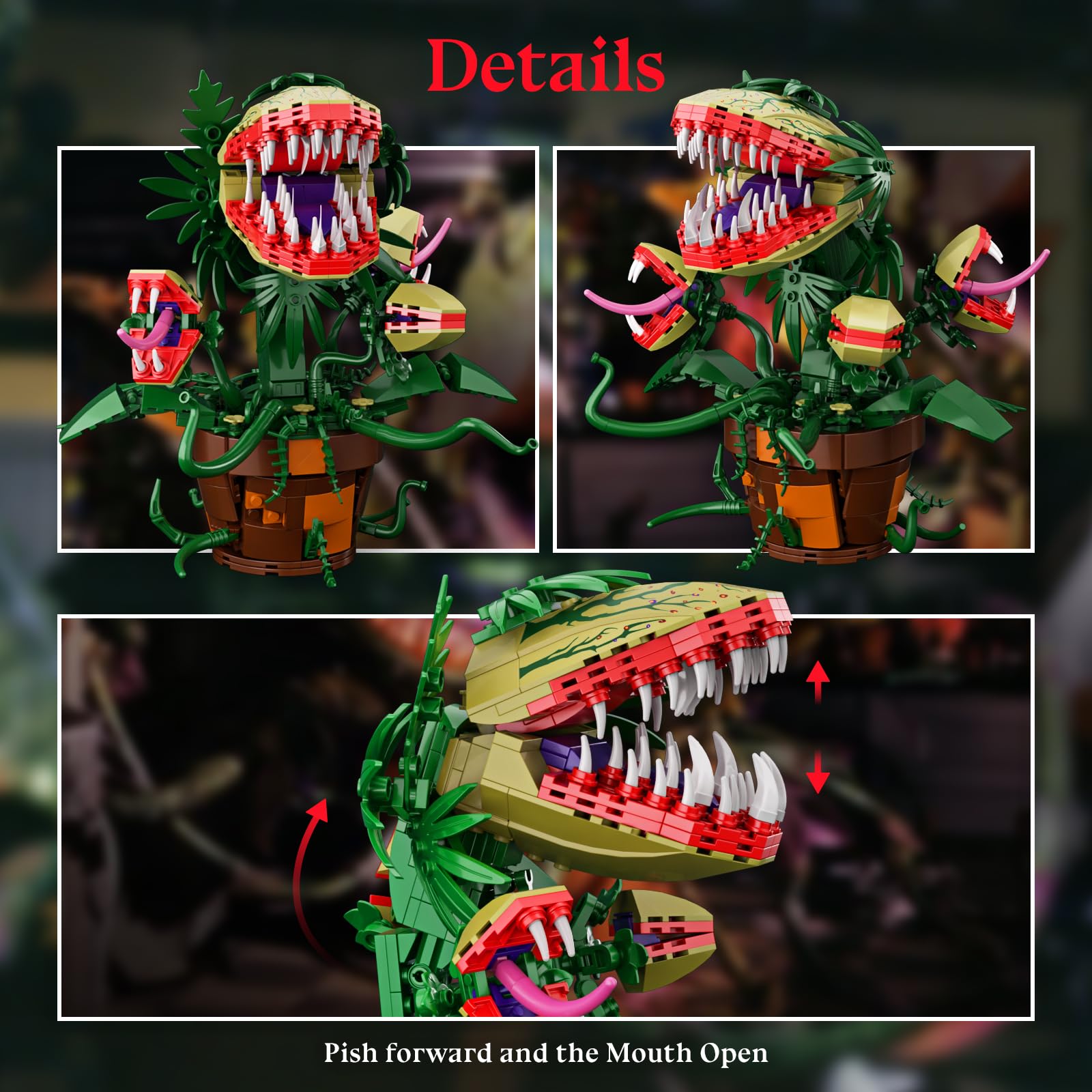 Tongue detail of Audrey II highlights vivid features for display