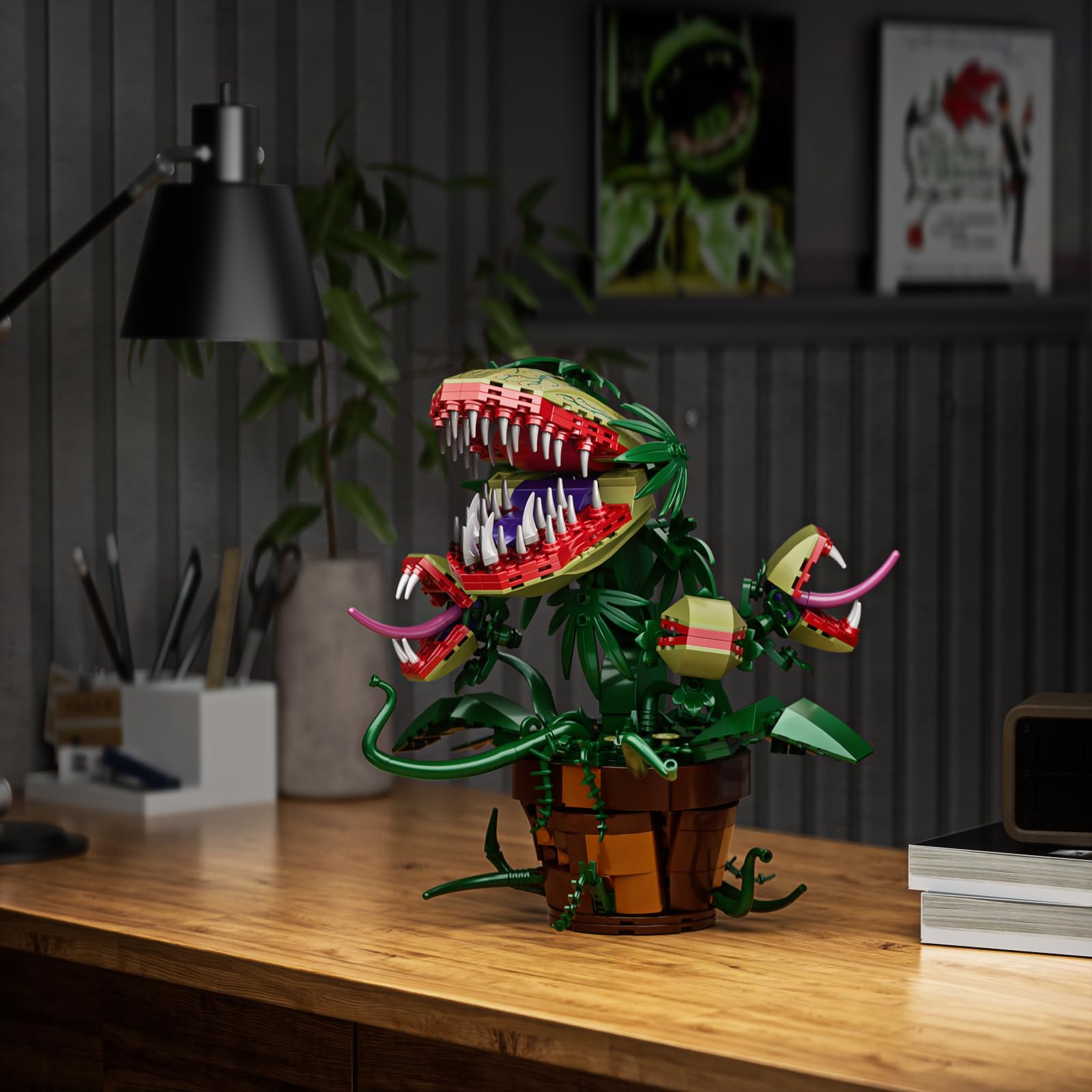 Vines detail on Audrey II adds creepy realism in a decor scene
