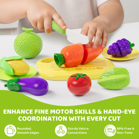 Mimiblooms Cutting Board and Knife—safe, realistic tools for kitchen pretend play.