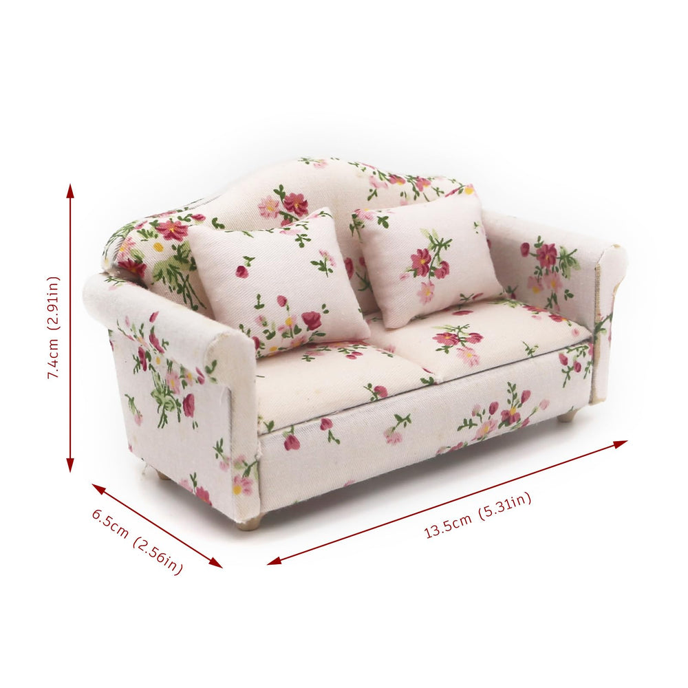 Minamzee 1:12 dollhouse double sofa, elegant seating for living room scenes