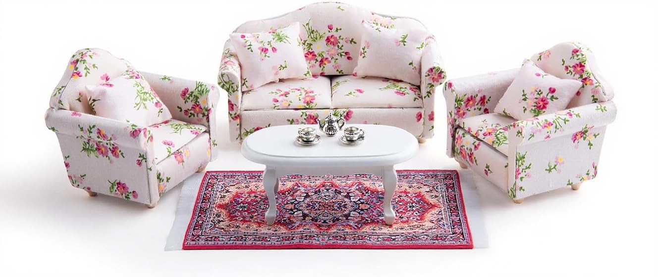 Minamzee 1:12 dollhouse second single sofa, detailed fabric finish with small-scale charm