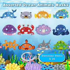 Minatee sea creature masks with bright colors ideal for party decor.