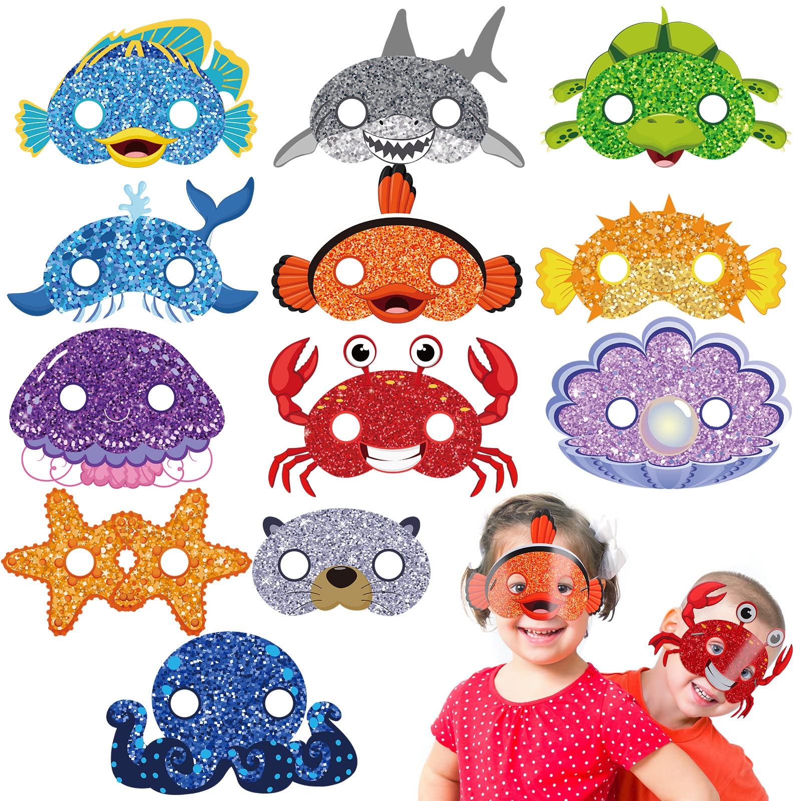 Minatee under the sea masks 24-pack in varied styles for playful kids' parties.