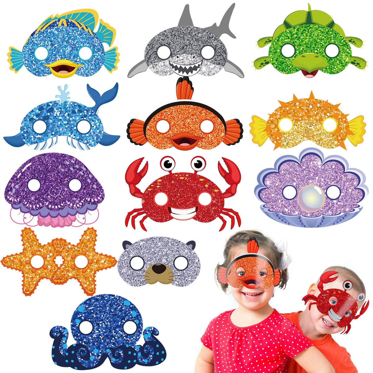 Minatee under the sea masks 24-pack in varied styles for playful kids' parties.