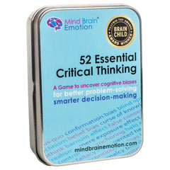 Mind Brain Emotion 52 essential critical-thinking flash cards cover for quick bias awareness.
