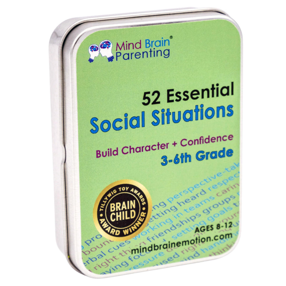 Mind Brain Emotion 52 essential social situations deck cover image, portable SEL kit for classrooms