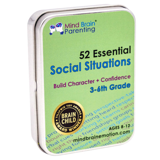 Mind Brain Emotion 52 essential social situations deck cover image, portable SEL kit for classrooms