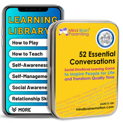 Mind Brain Emotion conversation cards deck facilitates family discussion and skill building.