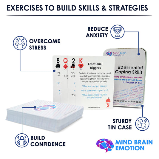 Mind Brain Emotion coping cards spread demonstrates practical strategies for daily stress relief