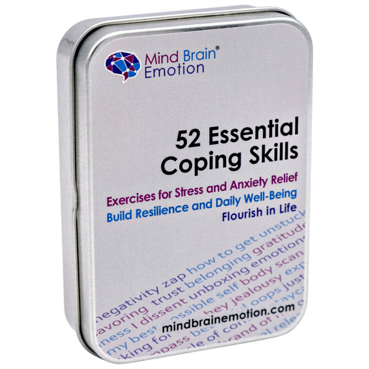 Mind Brain Emotion deck cover for a portable self-care toolkit and stress management