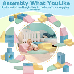 Mind&ACTION hollow blocks tunnel feature encourages crawling and exploration at home.