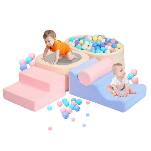 MIND&ACTION 6-piece toddler climbing toys with bright foam blocks for safe indoor exploration.