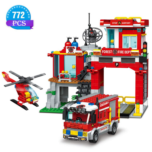 MindBox City Fire Rescue building set: fire truck ready for rescue missions on the run.
