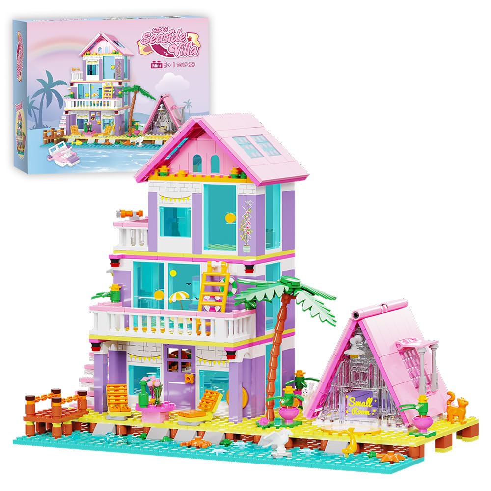 MindBox Girl Beach House with 3 floors and LED lighting for cozy evenings.