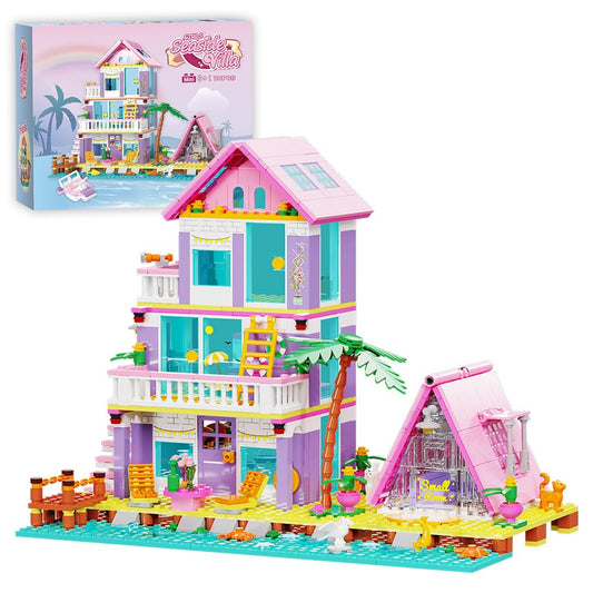 MindBox Girl Beach House with 3 floors and LED lighting for cozy evenings.