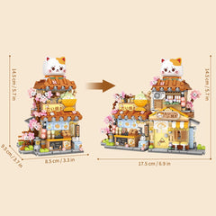 MindBox Lucky Cat Building Set cat house interior adds cozy details.