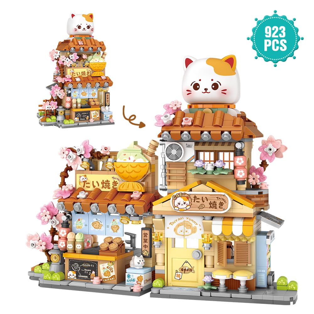 MindBox Lucky Cat Building Set shop-front shows a welcoming storefront for pretend play.