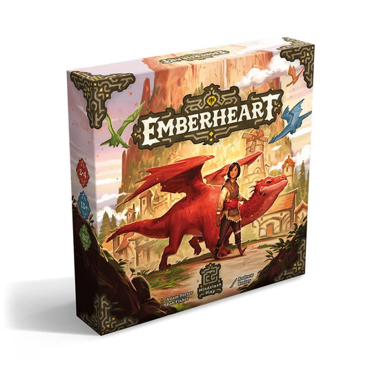 Mindclash Emberheart front box art hints at a vibrant fantasy island adventure.