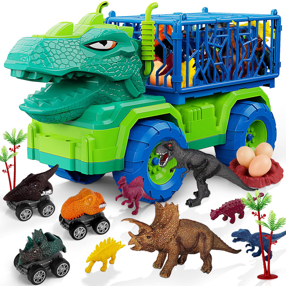 MindPal 19-in-1 dinosaur transport truck for imaginative play with a lifelike T-rex head.