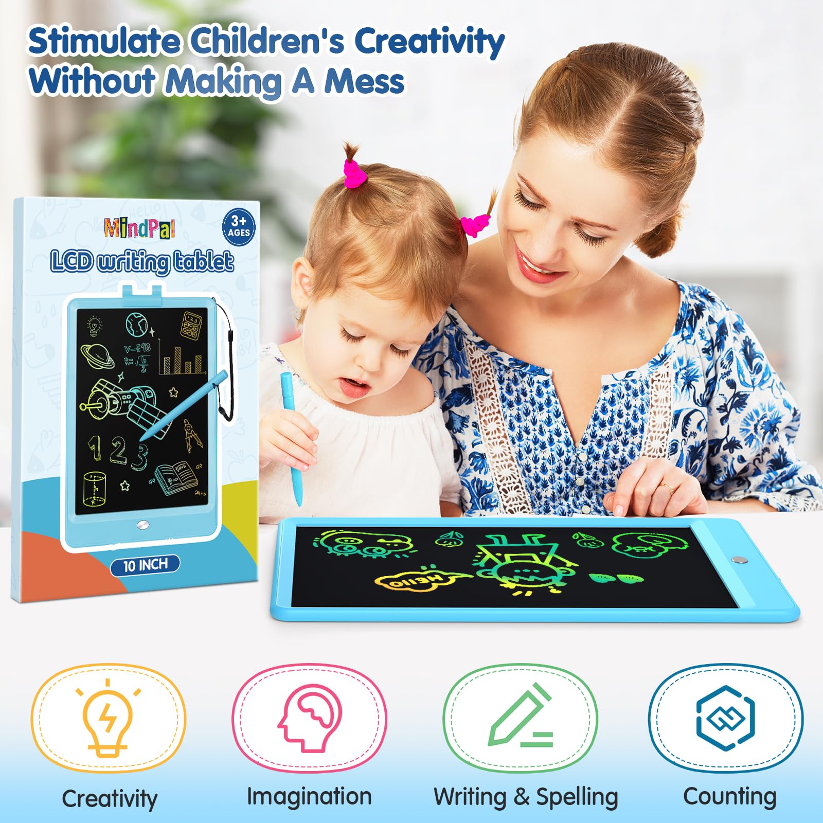 MindPal erase button and screen lock for controlled drawing sessions