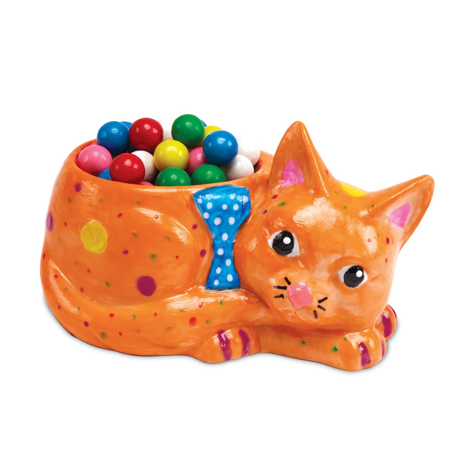 MindWare cat dish with plastic liner ideal for candy or nuts serving.
