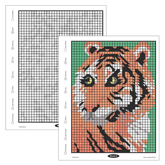 MindWare Color by Number Mystery Mosaics page preview highlights vibrant shapes and color transitions.