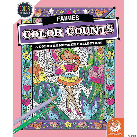 MindWare Color Counts Fairies book cover featuring whimsical fairies for calming, creative coloring.