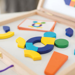 MindWare Imagination Magnets dry-erase surface invites ongoing creativity after puzzles.