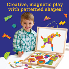 MindWare Imagination Patterns colorful wooden blocks close-up showing durable magnets for lasting play