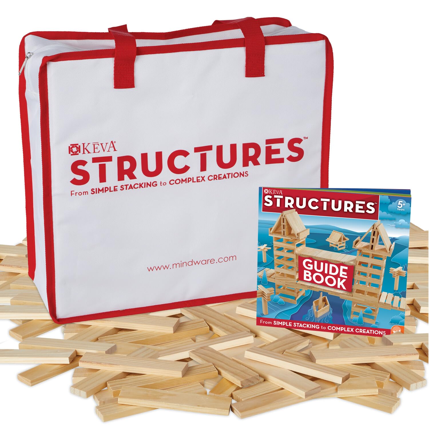MindWare KEVA 400 planks arranged for open-ended architecture play