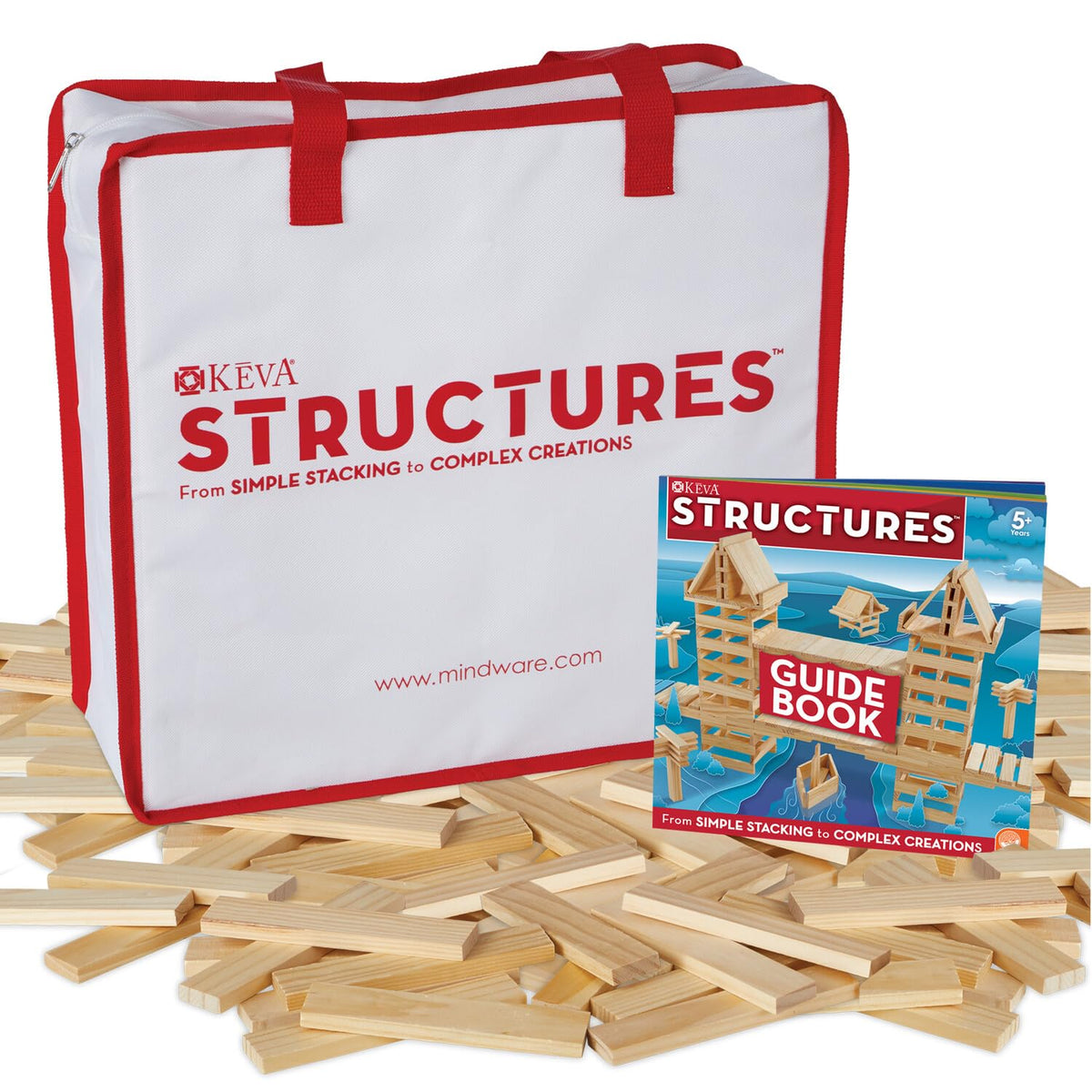 MindWare KEVA 400 planks arranged for open-ended architecture play