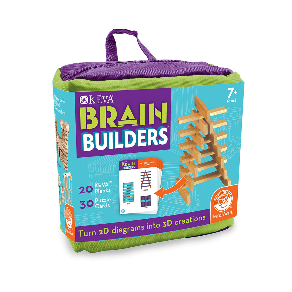 MindWare KEVA BrainBuilders 20 planks foster hands‑on spatial thinking during play.