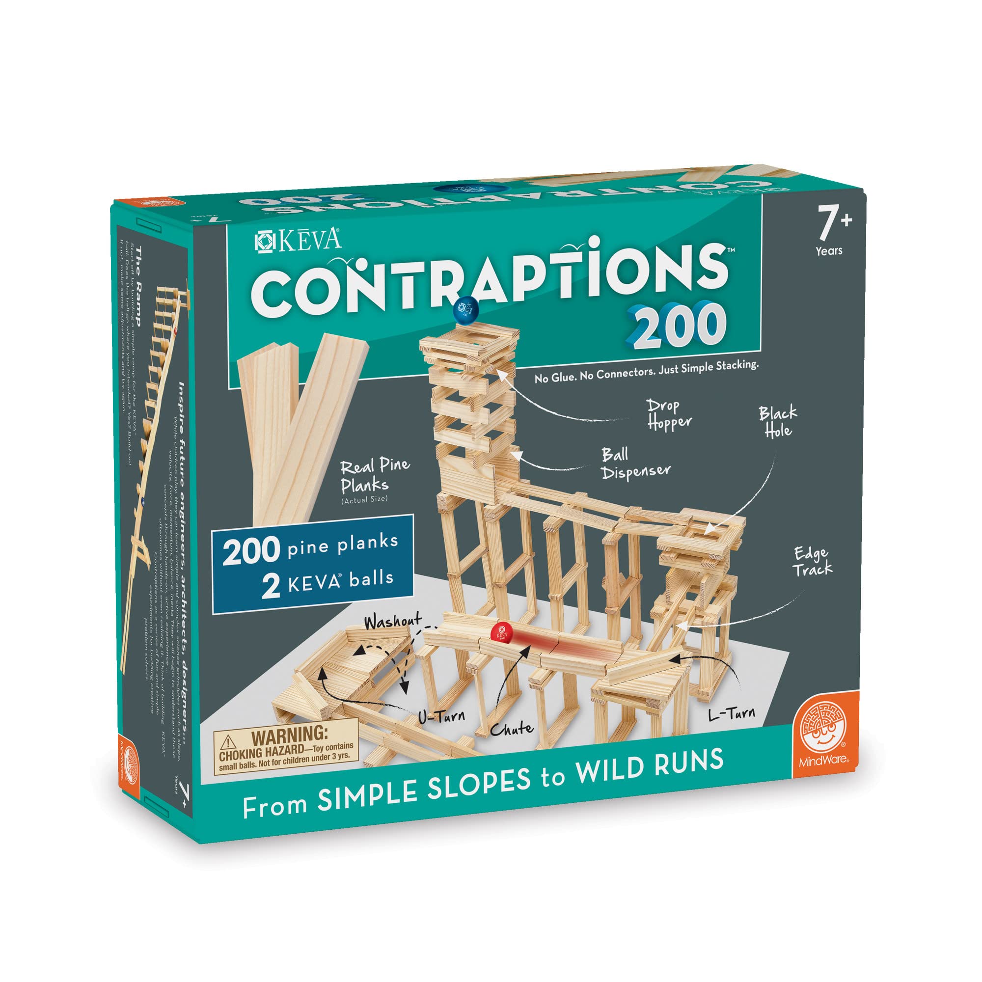 MindWare KEVA Contraptions wooden planks for creative building and problem solving.