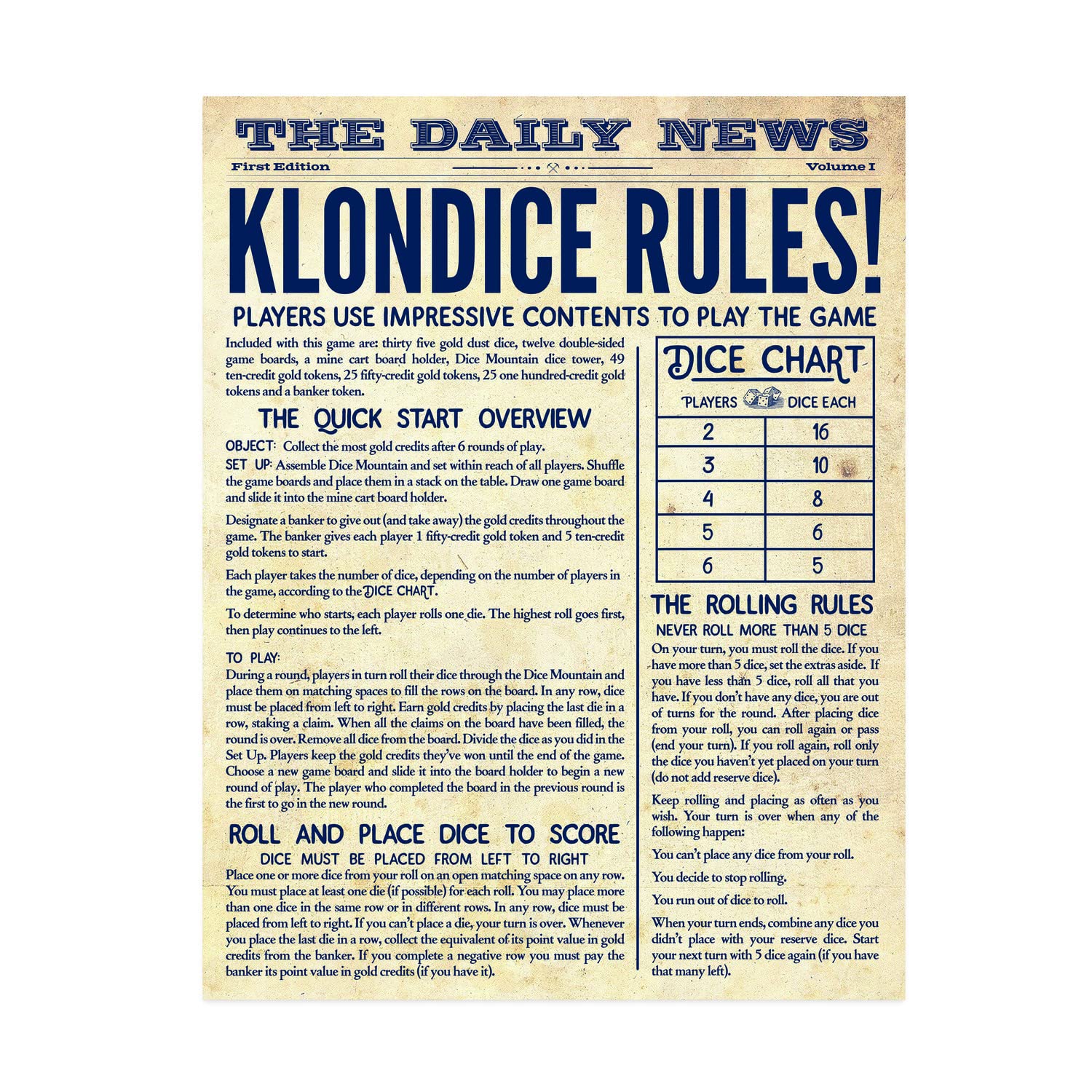 MindWare Klondice gold credits offer flexible scoring ideas