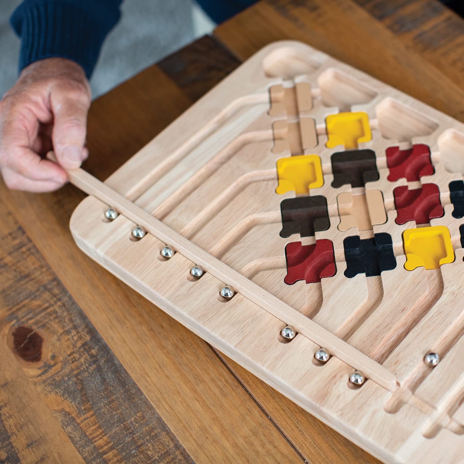 MindWare Marble Circuit Deluxe close-up of wooden tiles