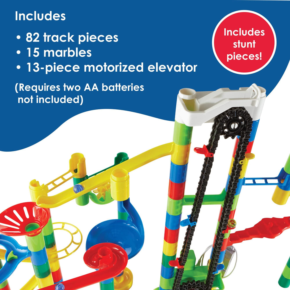 MindWare Marble Run includes 15 marbles for varied motion experiments