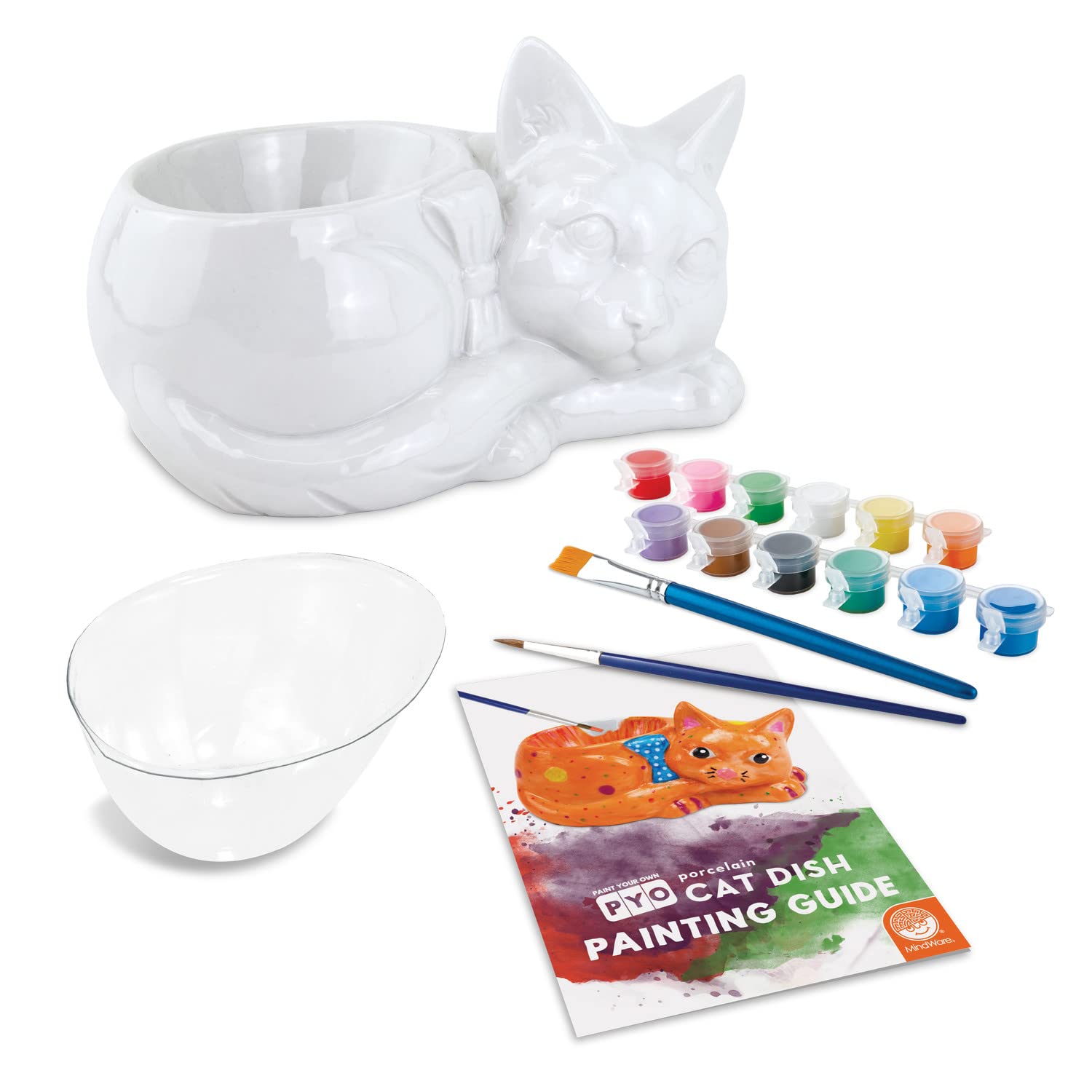MindWare Paint Your Own Cat Dish includes 12 paints for endless color ideas.