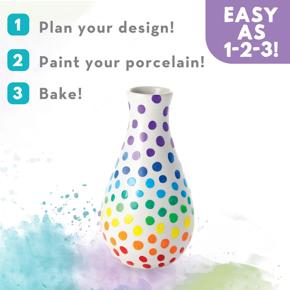 MindWare Paint Your Own Vases finished vase with flowers