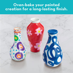 MindWare Paint Your Own Vases on display with artwork