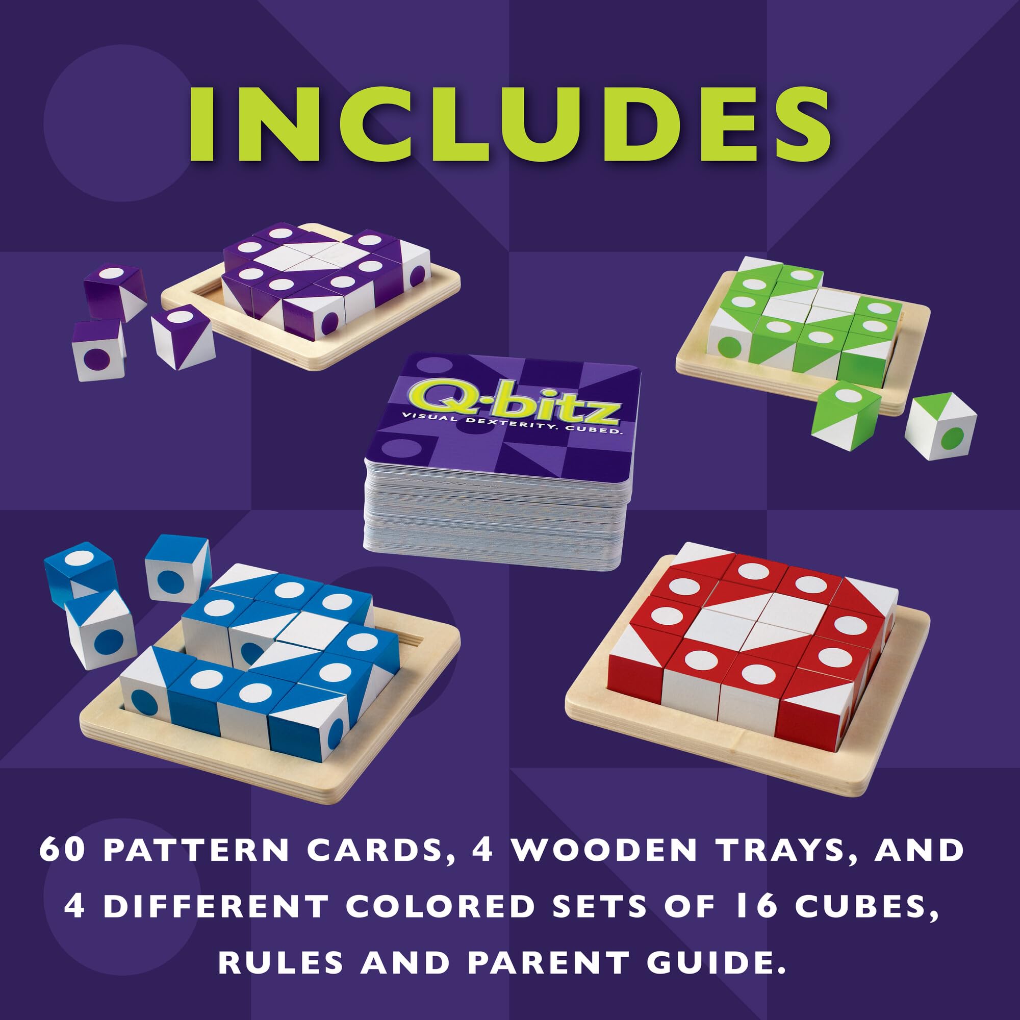 MindWare Q-Bitz pattern cards show symmetrical designs for engaging challenges.