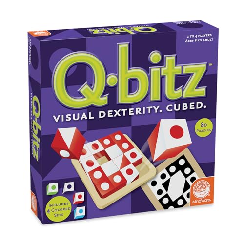 MindWare Q-Bitz wooden trays organize cubes for quick pattern recreation.