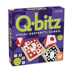 MindWare Q-Bitz wooden trays organize cubes for quick pattern recreation.