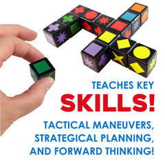 MindWare Qwirkle Cubes tabletop exact-fit play shows easy-to-learn rules.