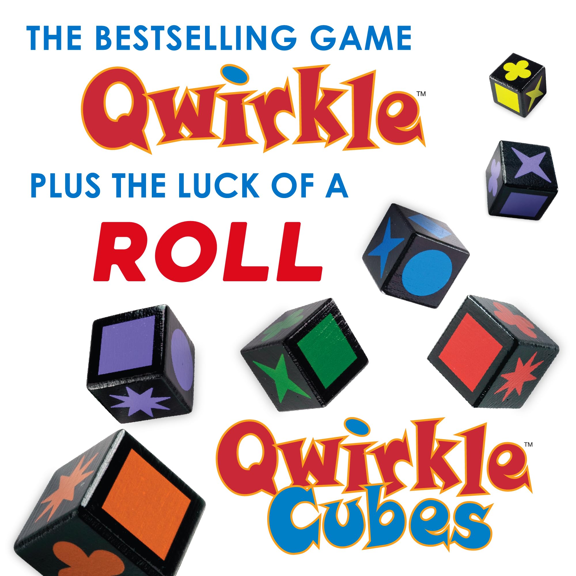 MindWare Qwirkle Cubes tiles closeup, highlighting color-symbol pairs for tactical planning.