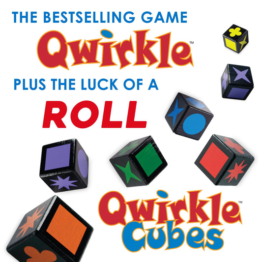 MindWare Qwirkle Cubes tiles closeup, highlighting color-symbol pairs for tactical planning.